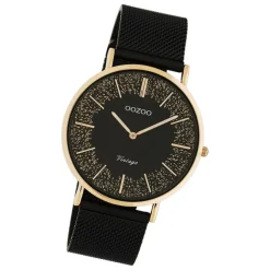 Oozoo Damen Armbanduhr Vintage C20142 Analog Edelstahl schwarz UOC20142