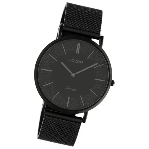 Oozoo Damen Armbanduhr Vintage C20144 Analog Edelstahl schwarz UOC20144