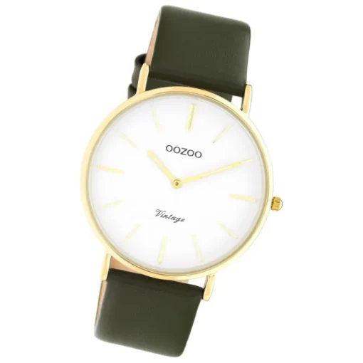 Oozoo Damen Armbanduhr Vintage C20226 Analog Leder olivgrün UOC20226
