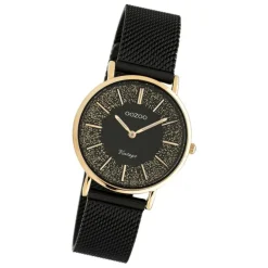 Oozoo Damen Armbanduhr Vintage C20143 Analog Edelstahl schwarz UOC20143