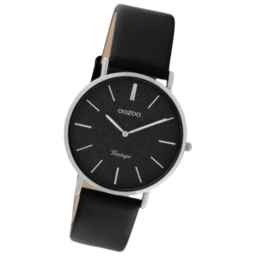 Oozoo Damen Armbanduhr Vintage Series C20208 Analog Leder schwarz UOC20208