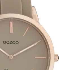 Oozoo Damen Armbanduhr Vintage Series Analog Silikon taupe grau UOC20170