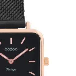 Oozoo Damen Armbanduhr Vintage Series Analog Metall Mesh schwarz UOC20265