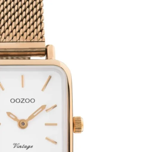 Oozoo Damen Armbanduhr Vintage Series C10977 Analog Metall Mesh rosé UOC10977