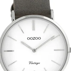 Oozoo Damen Armbanduhr Vintage Analog Leder grau UOC20084
