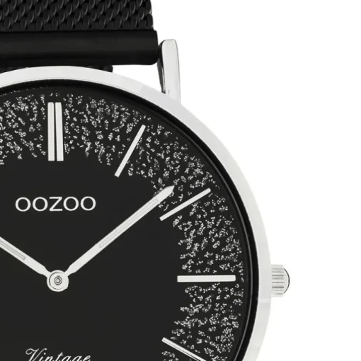 Oozoo Damen Armbanduhr Vintage C20140 Analog Edelstahl schwarz UOC20140