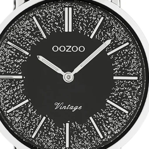 Oozoo Damen Armbanduhr Vintage C20141 Analog Edelstahl schwarz UOC20141