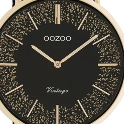 Oozoo Damen Armbanduhr Vintage C20142 Analog Edelstahl schwarz UOC20142
