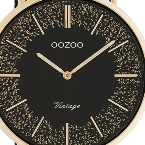 Oozoo Damen Armbanduhr Vintage C20142 Analog Edelstahl schwarz UOC20142