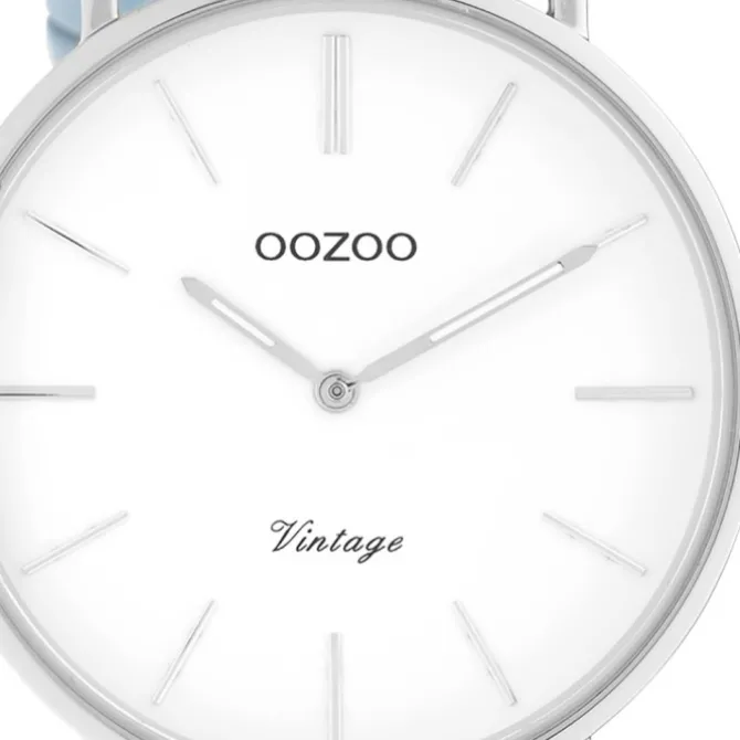 Oozoo Damen Armbanduhr Vintage C20217 Analog Leder hellblau UOC20217
