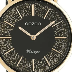 Oozoo Damen Armbanduhr Vintage C20143 Analog Edelstahl schwarz UOC20143