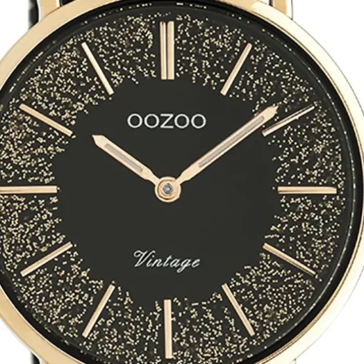 Oozoo Damen Armbanduhr Vintage C20143 Analog Edelstahl schwarz UOC20143