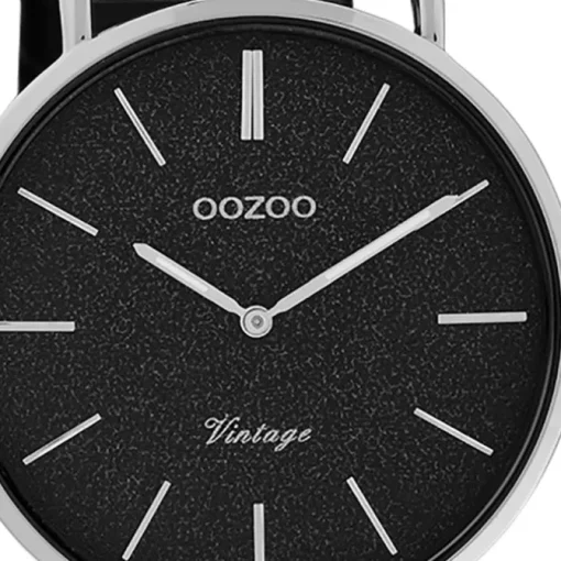 Oozoo Damen Armbanduhr Vintage Series C20208 Analog Leder schwarz UOC20208