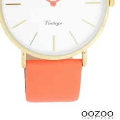 Oozoo Damen Armbanduhr Vintage Analog Leder orange UOC20318