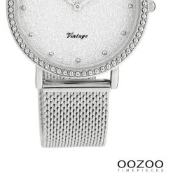 Oozoo Damen Armbanduhr Vintage Analog Edelstahl silber UOC20051