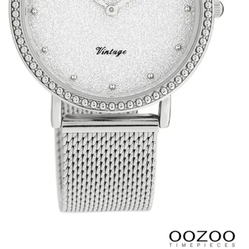 Oozoo Damen Armbanduhr Vintage Analog Edelstahl silber UOC20051