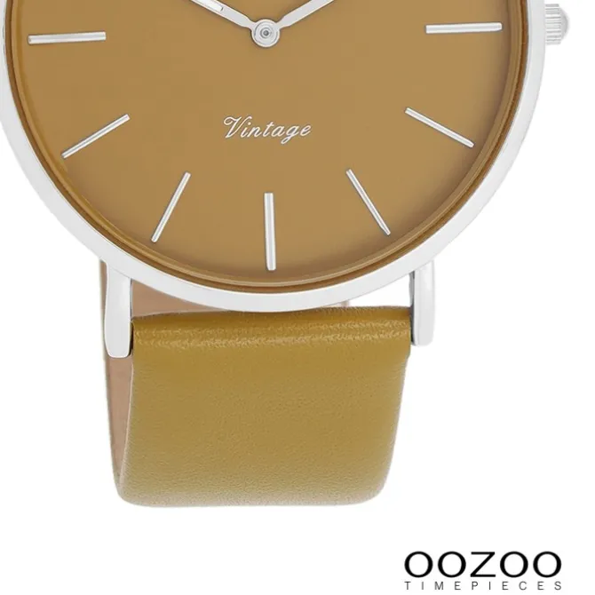 Oozoo Damen Armbanduhr Vintage Analog Leder olivgrün UOC20326