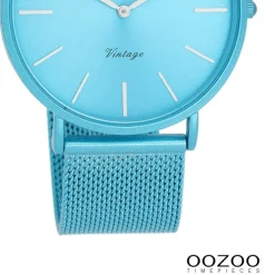 Oozoo Damen Armbanduhr Vintage Analog Edelstahl blau UOC20331