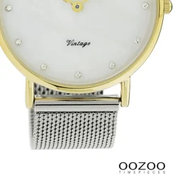 Oozoo Damen Armbanduhr Vintage Series Analog Metall silber UOC20115
