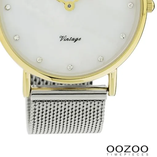 Oozoo Damen Armbanduhr Vintage Series Analog Metall silber UOC20115