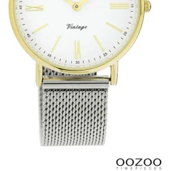 Oozoo Damen Armbanduhr Vintage Series Analog Metall silber UOC20123