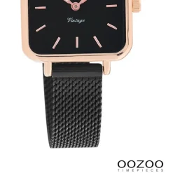 Oozoo Damen Armbanduhr Vintage Series Analog Metall Mesh schwarz UOC20265