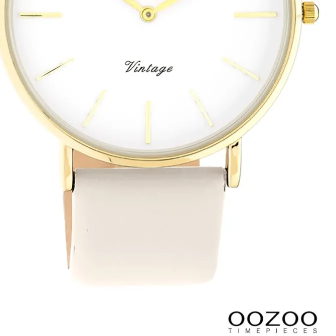 Oozoo Damen Armbanduhr Vintage Series Analog Leder beige UOC20253