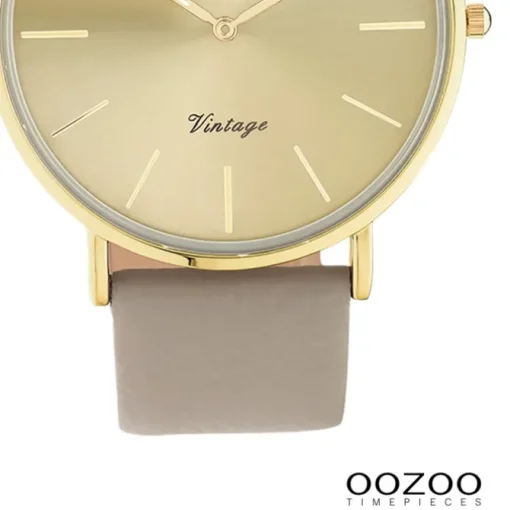Oozoo Damen Armbanduhr Vintage Series Analog Leder braun grau UOC20334