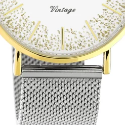 Oozoo Damen Armbanduhr Vintage C20135 Analog Edelstahl silber UOC20135