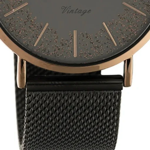 Oozoo Damen Armbanduhr Vintage C20139 Analog Edelstahl schwarz UOC20139