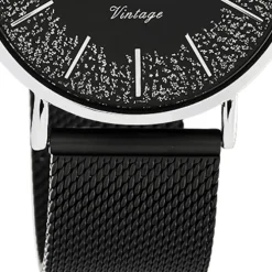 Oozoo Damen Armbanduhr Vintage C20140 Analog Edelstahl schwarz UOC20140
