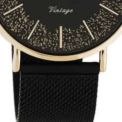 Oozoo Damen Armbanduhr Vintage C20142 Analog Edelstahl schwarz UOC20142