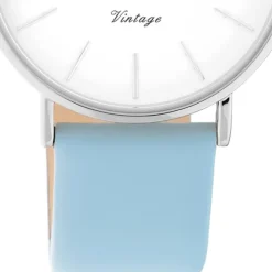 Oozoo Damen Armbanduhr Vintage C20217 Analog Leder hellblau UOC20217