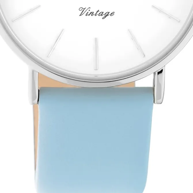 Oozoo Damen Armbanduhr Vintage C20217 Analog Leder hellblau UOC20217