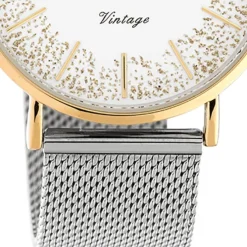 Oozoo Damen Armbanduhr Vintage C20136 Analog Edelstahl silber UOC20136