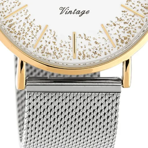 Oozoo Damen Armbanduhr Vintage C20136 Analog Edelstahl silber UOC20136