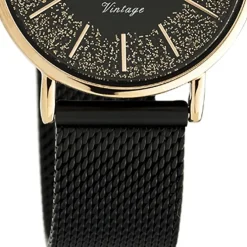 Oozoo Damen Armbanduhr Vintage C20143 Analog Edelstahl schwarz UOC20143
