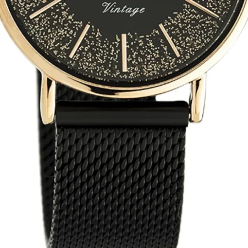 Oozoo Damen Armbanduhr Vintage C20143 Analog Edelstahl schwarz UOC20143