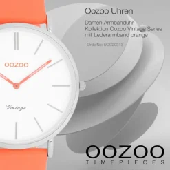 Oozoo Damen Armbanduhr Vintage Analog Leder orange UOC20313