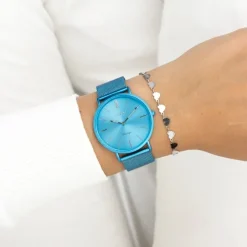Oozoo Damen Armbanduhr Vintage Analog Edelstahl blau UOC20331
