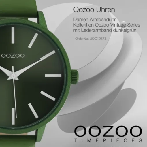 Oozoo Damen Armbanduhr Vintage Analog Leder dunkelgrün UOC10873