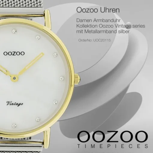 Oozoo Damen Armbanduhr Vintage Series Analog Metall silber UOC20115