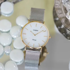 Oozoo Damen Armbanduhr Vintage Series Analog Metall silber UOC20124