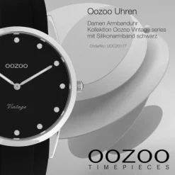 Oozoo Damen Armbanduhr Vintage Series Analog Silikon schwarz UOC20177
