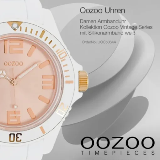 Oozoo Damen Armbanduhr Vintage Series Analog Silikon weiß UOC5064A