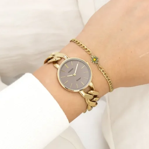 Oozoo Damen Armbanduhr Vintage Series Analog Metall gold UOC20358