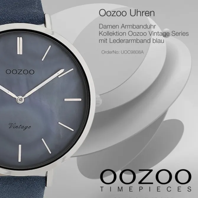Oozoo Damen Armbanduhr Vintage Series Analog Leder blau UOC9808A