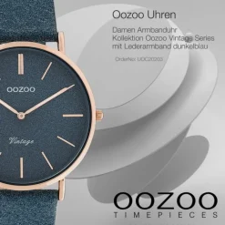 Oozoo Damen Armbanduhr Vintage Series C20203 Analog Leder dunkelblau UOC20203