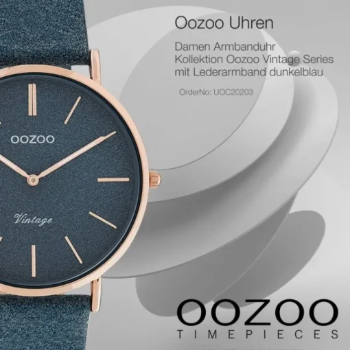 Oozoo Damen Armbanduhr Vintage Series C20203 Analog Leder dunkelblau UOC20203