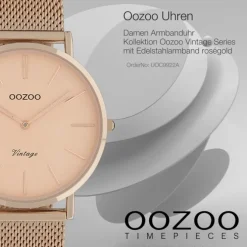 Oozoo Damen Armbanduhr Vintage Series C9922A Analog Edelstahl roségold UOC9922A